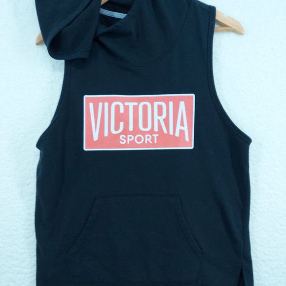 Victoria Sport Tops - Women's Victoria Sport Sleeveless Hoodie Black Size Large